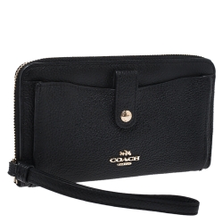 Coach Black Leather Zip Around Wallet