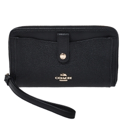 Coach Black Leather Zip Around Wallet