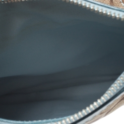 Pre Owned Coach Beige/Sky Blue Canvas and Leather Crossbody Bag