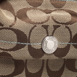 Pre Owned Coach Beige/Sky Blue Canvas and Leather Crossbody Bag