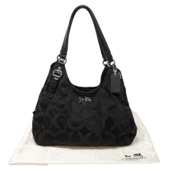 Pre Owned Coach Black Signature Canvas and Leather Mia Shoulder Bag