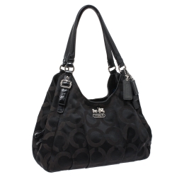 Pre Owned Coach Black Signature Canvas and Leather Mia Shoulder Bag
