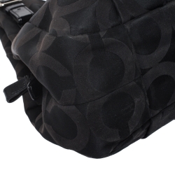 Pre Owned Coach Black Signature Canvas and Leather Mia Shoulder Bag