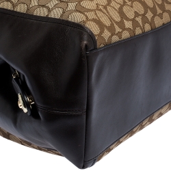 Pre Owned Coach Beige and Brown Signature Canvas and Leather Edie Tote