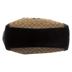 Pre Owned Coach Beige and Brown Signature Canvas and Leather Edie Tote