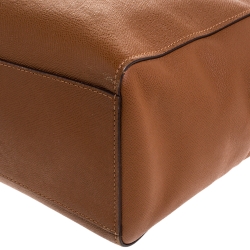 Pre Owned Coach Brown Leather Turn Lock Top Zip Tote