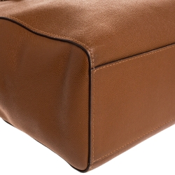 Pre Owned Coach Brown Leather Turn Lock Top Zip Tote