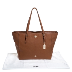 Pre Owned Coach Brown Leather Turn Lock Top Zip Tote