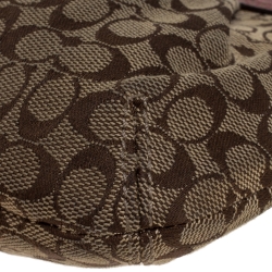 Coach Brown/Burgundy Monogram Canvas Wristlet Pouch