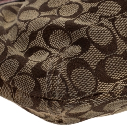 Coach Brown/Burgundy Monogram Canvas Wristlet Pouch
