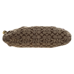 Coach Brown/Burgundy Monogram Canvas Wristlet Pouch
