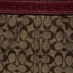 Coach Brown/Burgundy Monogram Canvas Wristlet Pouch