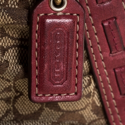 Coach Brown/Burgundy Monogram Canvas Wristlet Pouch