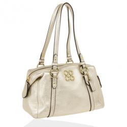 Pre Owned Coach Metallic Leather Mini Boston Bag