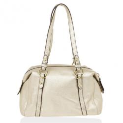 Pre Owned Coach Metallic Leather Mini Boston Bag