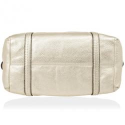 Pre Owned Coach Metallic Leather Mini Boston Bag