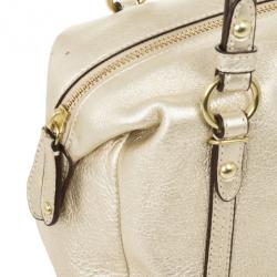 Pre Owned Coach Metallic Leather Mini Boston Bag