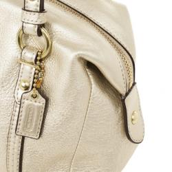 Pre Owned Coach Metallic Leather Mini Boston Bag