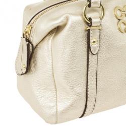 Pre Owned Coach Metallic Leather Mini Boston Bag