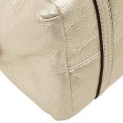 Pre Owned Coach Metallic Leather Mini Boston Bag