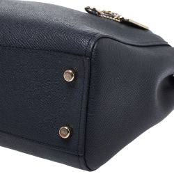 Pre Owned Coach Navy Blue Leather Stanton 26 Carryall Tote