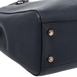 Pre Owned Coach Navy Blue Leather Stanton 26 Carryall Tote