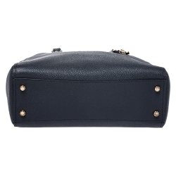 Pre Owned Coach Navy Blue Leather Stanton 26 Carryall Tote