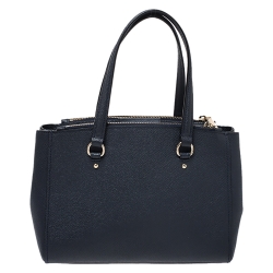 Pre Owned Coach Navy Blue Leather Stanton 26 Carryall Tote