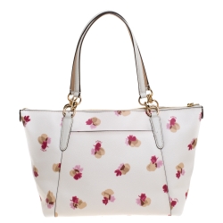 Coach White Printed Coated Canvas Ava Top-Zip Tote
