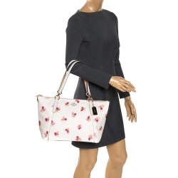 Coach White Printed Coated Canvas Ava Top-Zip Tote