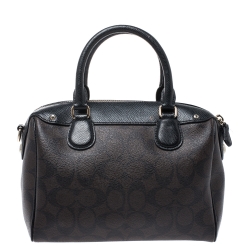 Coach Brown Signature Coated Canvas and Leather Mini Bennett Satchel