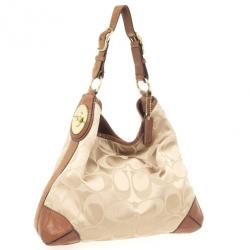 Pre Owned Coach Brown Peyton Signature Hobo