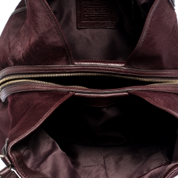 Pre Owned Coach Burgundy Calfhair and Leather Carriage Edie Shoulder Bag