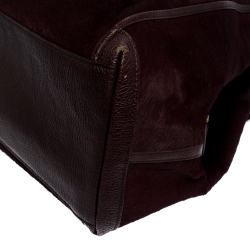 Pre Owned Coach Burgundy Calfhair and Leather Carriage Edie Shoulder Bag