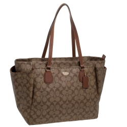 Coach Brown Signature Canvas Baby Diaper Bag