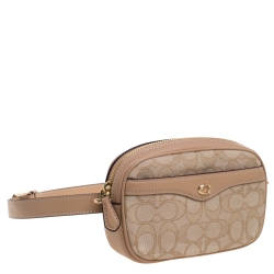 Coach Beige Signature Canvas and Leather Ivie Convertible Belt Bag