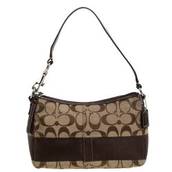 Pre Owned Coach Beige/Brown Signature Canvas Bag