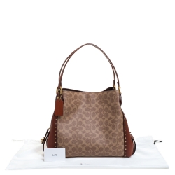 Pre Owned Coach Beige/Tan Coated Canvas and Leather Edie 31 Shoulder Bag