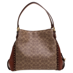 Pre Owned Coach Beige/Tan Coated Canvas and Leather Edie 31 Shoulder Bag