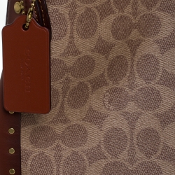 Pre Owned Coach Beige/Tan Coated Canvas and Leather Edie 31 Shoulder Bag