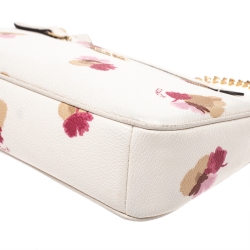 Coach White Floral Print Coated Canvas Pochette Bag