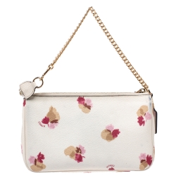 Coach White Floral Print Coated Canvas Pochette Bag