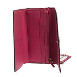 Pre Owned Coach Beige/Pink Coated Canvas and Leather Continental Wallet