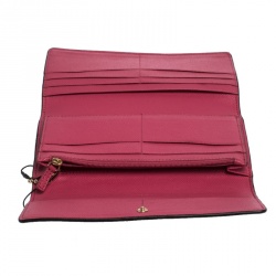 Pre Owned Coach Beige/Pink Coated Canvas and Leather Continental Wallet