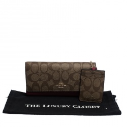 Pre Owned Coach Beige/Pink Coated Canvas and Leather Continental Wallet