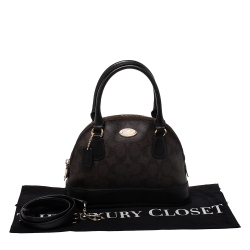 Pre Owned Coach Brown/Black Coated Canvas and Leather Sierra Satchel