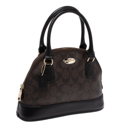 Pre Owned Coach Brown/Black Coated Canvas and Leather Sierra Satchel