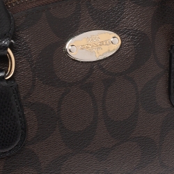 Pre Owned Coach Brown/Black Coated Canvas and Leather Sierra Satchel