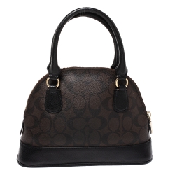 Pre Owned Coach Brown/Black Coated Canvas and Leather Sierra Satchel