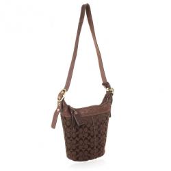 Pre Owned Coach Signature Bleecker Duffle Bucket Crossbody Bag
